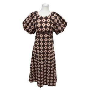 NWT Never A Wallflower Calla Long Dress Nouveau Squares Puff Sleeve XS